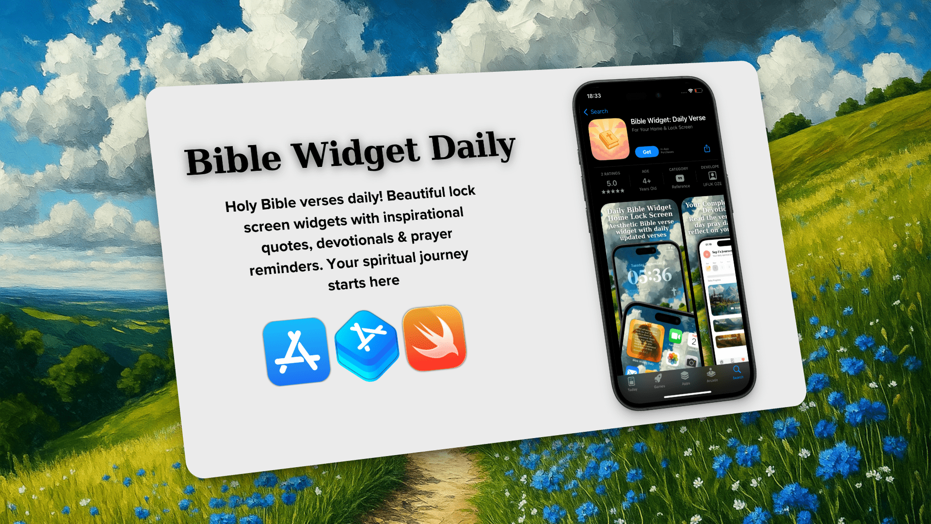Bible Verse Widget iOS App Screenshot showing daily verse on home screen