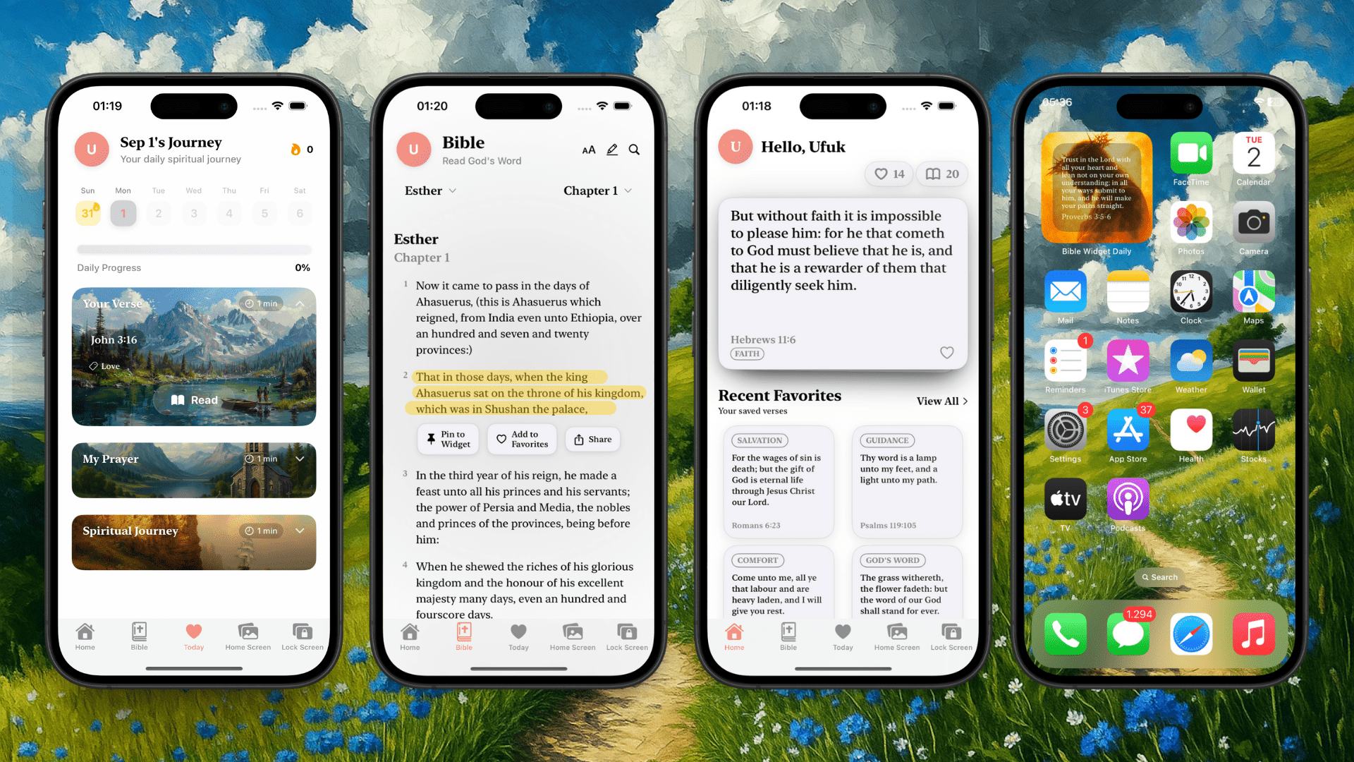 Daily Bible Verse Widget on iOS home screen