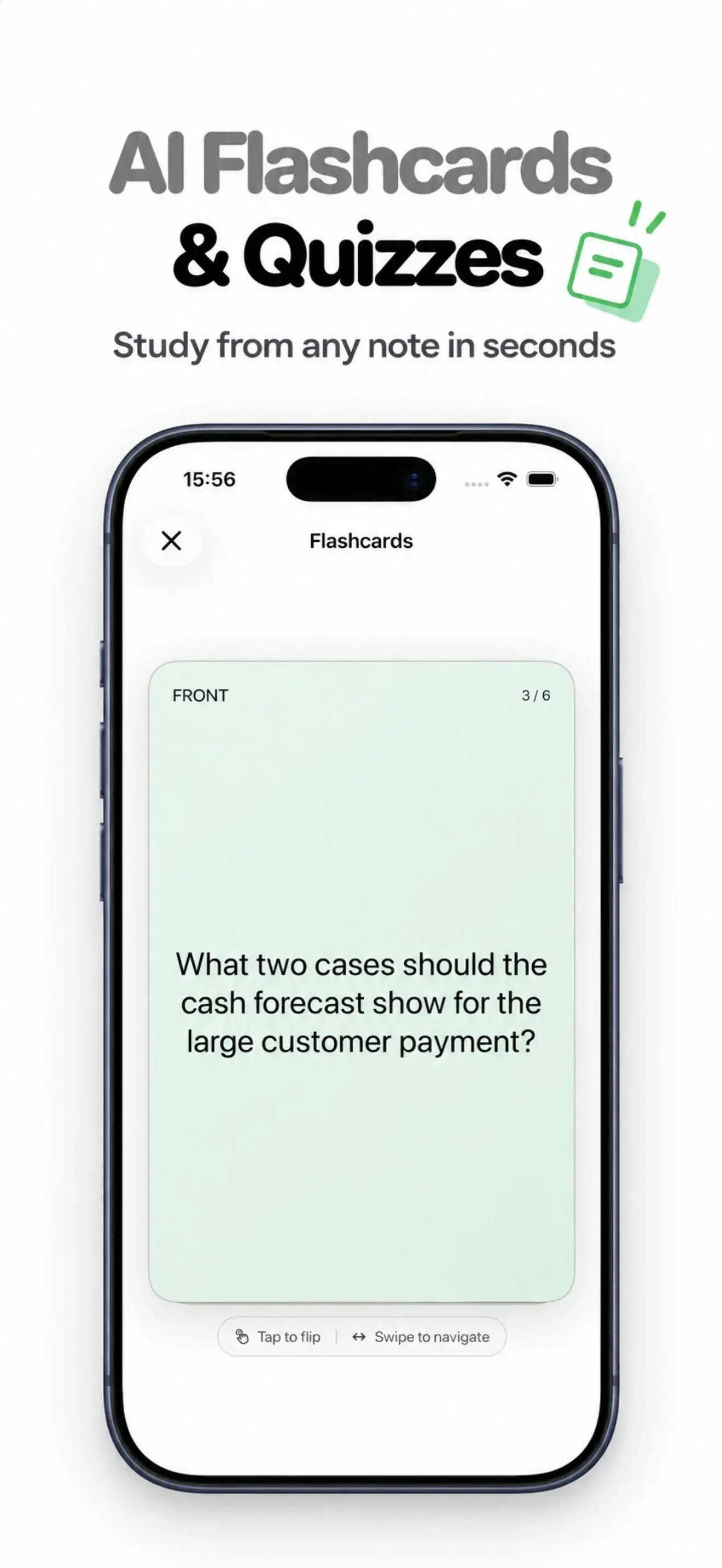 Sunote flashcards and quizzes generated from notes on iPhone