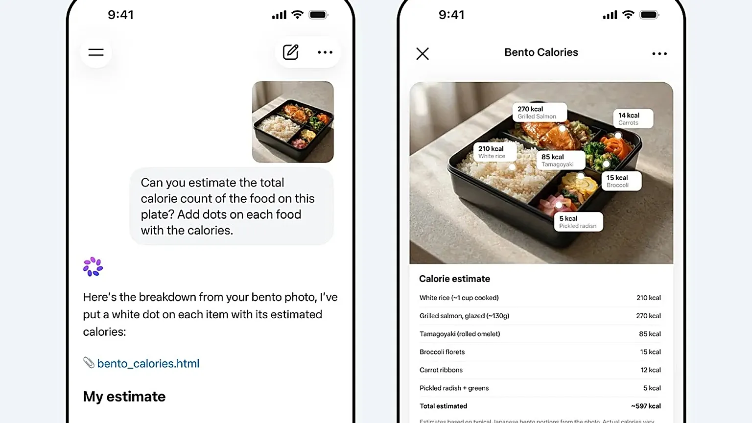 Muse Spark Visual Calorie Estimation — Interactive food analysis directly in the Meta AI app